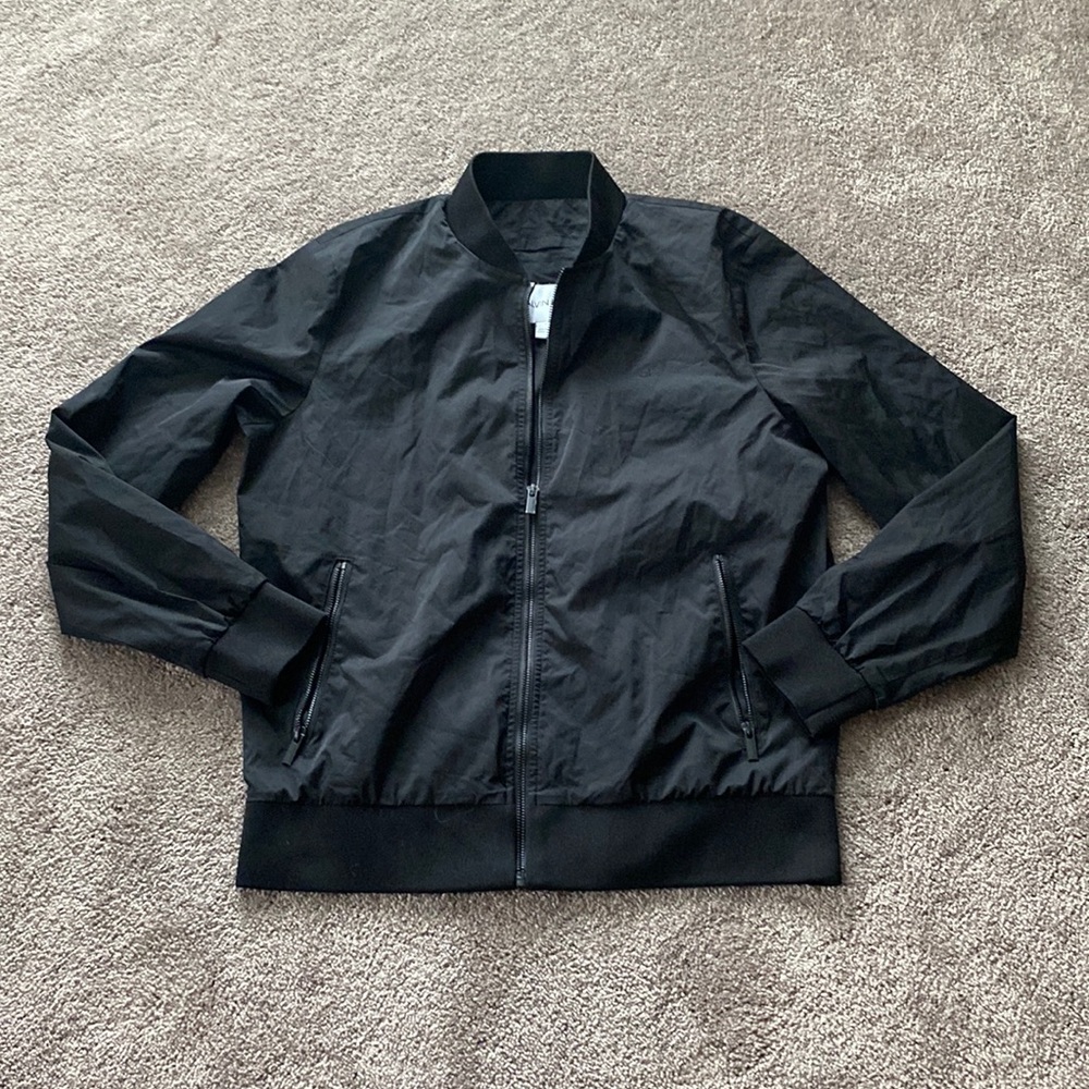 Calvin Klein Black Full Zip Windbreaker Jacket Minimalist SIZE M